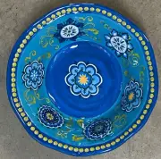 Cynthia Rowley Blue Hobnail Floral MELAMINE Cereal Bowls Set Of 4
