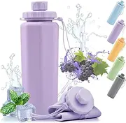 Shyllin Foldable Drinking Bottle, 600 ml, Backpacking Must Haves, Suitable for Sports, Commuting, Going Out (Purple)