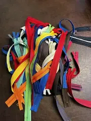 57 Zippers, Mixed Lot 4.5 Long Pull YKK zippers (colors/lengths in description)