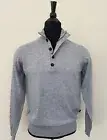 New Hugo Boss Men's Sweater L size Light Gray Wool Half Zip Buttons Pullover