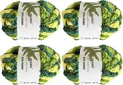 [DDL&HEXI] 4 Pack Super Chenille Chunky Yarn, Blanket Making Kit, Jumbo Knitting Yarn, 4x8oz (226g) per Bag, Soft Polyester Yarn for Crochet, Knitting, and DIY Projects (215)