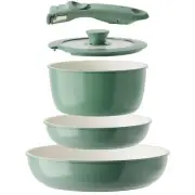 Ceramic Cookware Set Removable Handle Pots and Pans Non-Stick Rv Cookware Set...