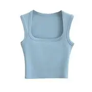 Plain Square-Neck Tank Top Airy Blue - S