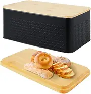 Metal Bread Keeper,Bread Storage Bin,Bread Loaf Keeper,Bread Holder Bin,Bread Saver,Household Bread Holder,Metal Bread Box,Breathable Bread Container for Sandwich Cake (Black)