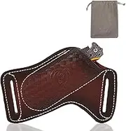 Leather Knife Sheath for Belt with Storage Bag,Pocket Folding Knife Holder,EDC Belt Pouch Organizer,Compact Draw Knife Holster,Tools Holster Pocket Organizer,Sheath for Folding Knife,Gifts for Men