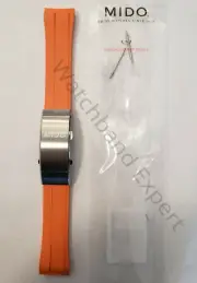 Original MIDO Ocean Star M026430A Orange Rubber Watch Band Strap Titanium Buckle
