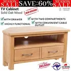 Solid Oak Wood TV Cabinet 2 Drawers with Handles HiFi Stand Unit Brown vidaXL