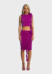 [Kiki Riki] Magenta Rose Accent Skirt Set