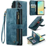 CaseMe C30 For Samsung Galaxy A36 5G Vintage Leather Folio Zipper Wallet Case with Magnetic Closure and 7 Card Slots (Sky Blue)