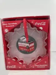 Coca-Cola Frosted Glass Snowflake Christmas ￼Ornament Drink Cooler ENESCO 1997