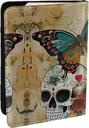 [JEJEA] Sugar Skulls Butterfly Print Travel Organizer Credit Cards Case Passport BookPassport Holder Cover Wallet forTraveling,, Black, One Size
