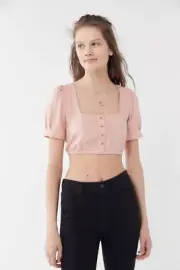 UO Button-Front Cropped Top Size XS NWT