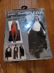 KANGAROO Long Hooded Cape Black Vampire Dracula Adult Halloween Costume