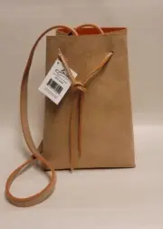 Laila GEIR NESS Norway Beige Orange Bucket Suede Shoulder Bag With Coin Purse