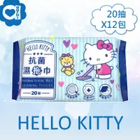 在飛比找PChome24h購物優惠-Hello Kitty 抗菌濕拖巾 20抽X12包 地板拖 