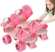 Adjustable Roller Skates - Roller Skates for Kids, Quad Skates with 4 Wheels | Double with 4 Wheels, No Need to Take Off Shoes, Outdoor Leisure Activities for Pr