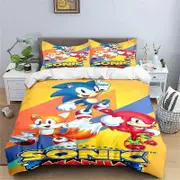 v939 Bed Sheets Exquisite Cartoon S-Sonic Wallpaper Anime Digital Printing Bedding Set Duvet Cover Comforter Bed Youth Kids Girl Boys Gift 3-Piece Bed