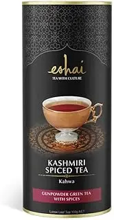 Eshai Kashmiri Chai (Kahwa) - Green Tea with Spices - 100g Canister Loose Leaf Tea