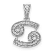 Solid 14k White Gold Simulated CZ Cancer Pendant
