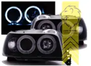 LT LED DRL Halo Ring Headlights Renault Clio A 1 MK1 Black 90-96 B57 C57 LHD