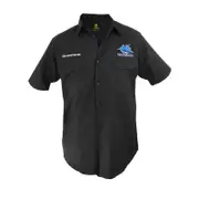 Cronulla Sharks NRL Button up Work Shirt Short Sleeve Black