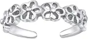 [SILVEGO] Women's toe ring made of 925 sterling silver with flower pattern, Silver, without stone