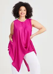 [TS] Taking Shape Luxe Drape Mila Tunic Size 20 in Vivid Pink - Plus Size Women's Clothing Vivid Pink