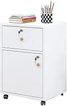 Wooden office file cabinet with locking drawer and mobile floor storage cabinet for data organization