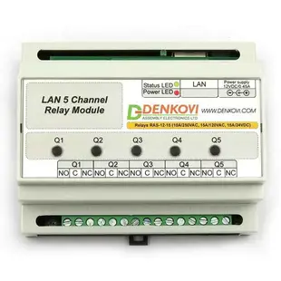 Denkovi Internet /以太網SNMP 5中繼模塊，HTTP / XML，實時時鐘DIN導軌盒，12V [2美國直購]