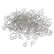 200Pcs Small Screw Eye Hooks Mini Eyelets Screws, 6.8x13x1.4mm, Bright Silver