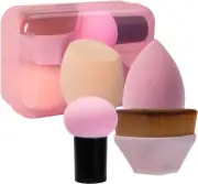 Aivino 3+1 Makeup Sponge & Foundation Makeup Brush Pink 4 Pcs Set | Latex Fre...