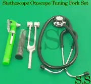 Green ENT Mini Otoscope+Tuning Fork+ Stethoscope Diagnostic Examination Set