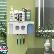 Toothbrush Holders for Bathroom Organizer, 2 Cups Automatic Toothpaste Dispen