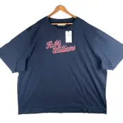 RM Williams R.M.W Script T-Shirt Mens 4XB Navy Red Short Sleeve Crew Neck New