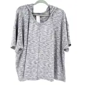 LIVI Lane Bryant Crop Scoop-Neck Spacedye Hoodie Women 3XL 22/24 Gray Active NEW