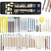 61Pcs Ceramic Clay Tools Kit Pottery Tools Clay Sculpting Shapers Carving Tool Set Contains Most Essential Wooden Clay Tools for Potters Beginners