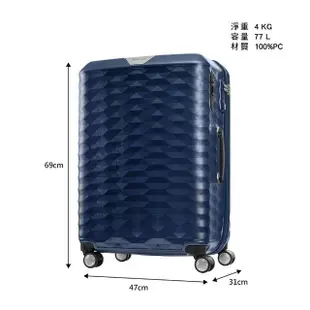 【Samsonite 新秀麗】25吋Polygon 極致奢華PC煞車雙輪TSA行李箱(多色可選)