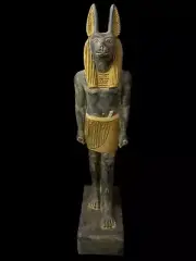 Stone Jackal God Anubis Statue Standing from Heavy Egyptian Stone