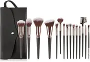 Professional 15Pcs Makeup Brushes Set，Professional Face Powder Foundation Blending in Set，Stylish Make Up Brushes Kit with Bag