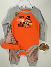 NWT Baby's Essentials 3-piece "Coolest Turkey in Town" Outfit Thanksgiving 9m