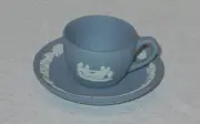 WEDGWOOD MINI / MINIATURE BLUE JASPERWARE CUP & SAUCER SET NEW IN BOX