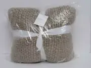 Pottery Barn Textured Basketweave Knit Throw Blanket 50" x 60" Straw Color NWT
