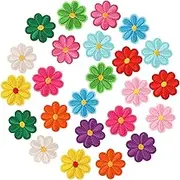 24pcs Flower Iron on Patches, 1.57×1.57in Muti-Colour Floral Applique Patches Aesthetics Sew on Patches Iron on Embroidery Patches Flowers for Clothing Jackets Backpacks DIY Accessory