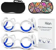 Hion Motion Sickness Glasses,Relieve Carsickness Airsickness Seasickness,Ultra-Light Portable Nausea Vertigo Glasses, No Lens Liquid for Adults or Kids(2PCS-Deep Black+T23)