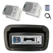 Pyle Marine Radio, Spa Bezel,Adapter, Antenna,Wire, 2x 5.25" 400W White Speaker