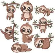 Operitacx 8pcs Sloth Embroidered Patches for Clothes Bags and Hats Cute Applique Iron Decoration for Jackets and Backpacks Multi-use Sewing Patches
