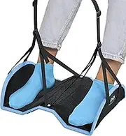 Everlasting Comfort Airplane Footrest - Ergonomic Adjustable Foot and Heel Hammock - Memory Foam Portable Air Plane Flying Travel Foot Rest - Long Airplane Flight Accessories for Feet (Black)