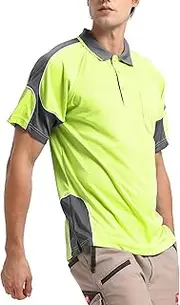 [BIG BEE] Hi Vis Polo Work Shirts Short Sleeve, Contrast
