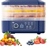 3 Tiers Food Dehydrators, Electric Food dehydrator with 35-75℃ Temperature Control, 48h Timing, 360° circulating hot air, Removable Network Disk, Fruit dehydrator for Fruit, Veg, Meat Blue