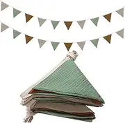 Oudain 17 ft Pennant Banner Flags, 2 Pcs Nursery Garland Triangle Bunting Flag Baby Banner for Nursery Decor Baby Birthday Boho Wedding Shower Party Event, Each 8.5 ft(Retro Color)